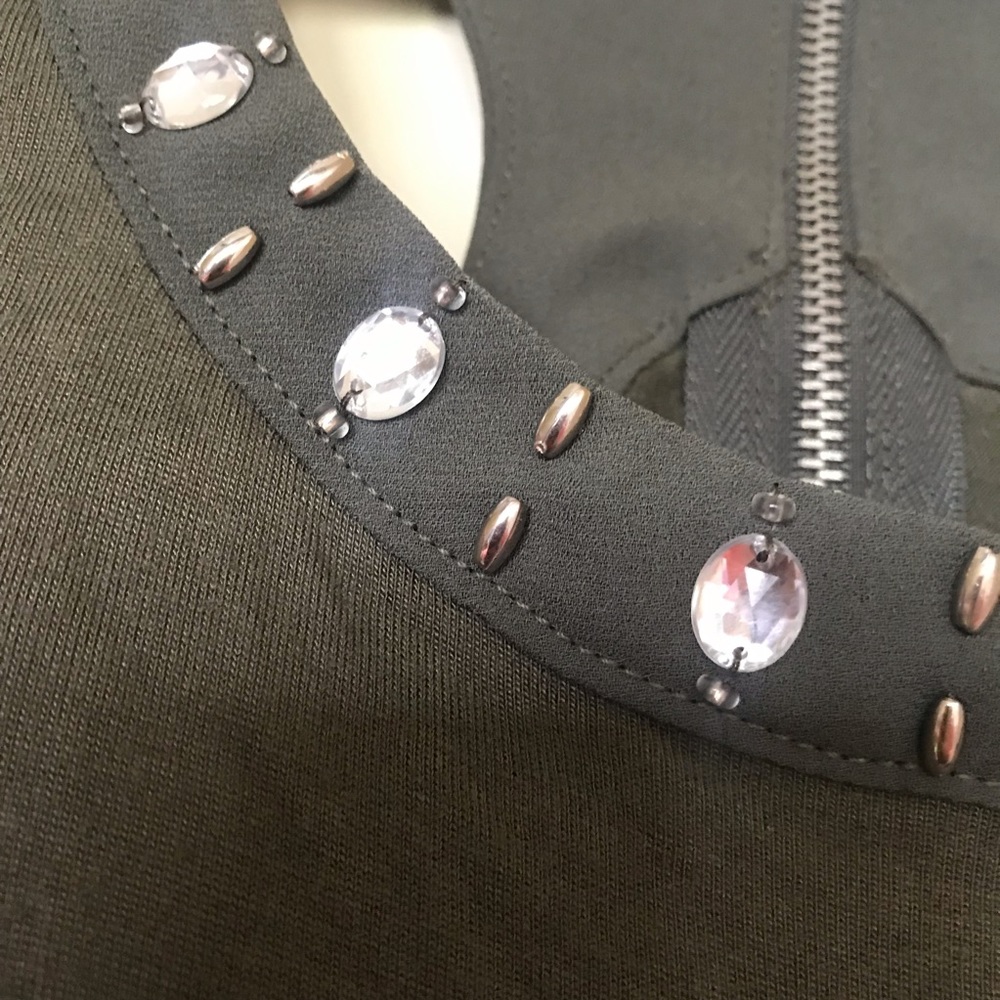 Candie’s small racerback olive green rhinestones